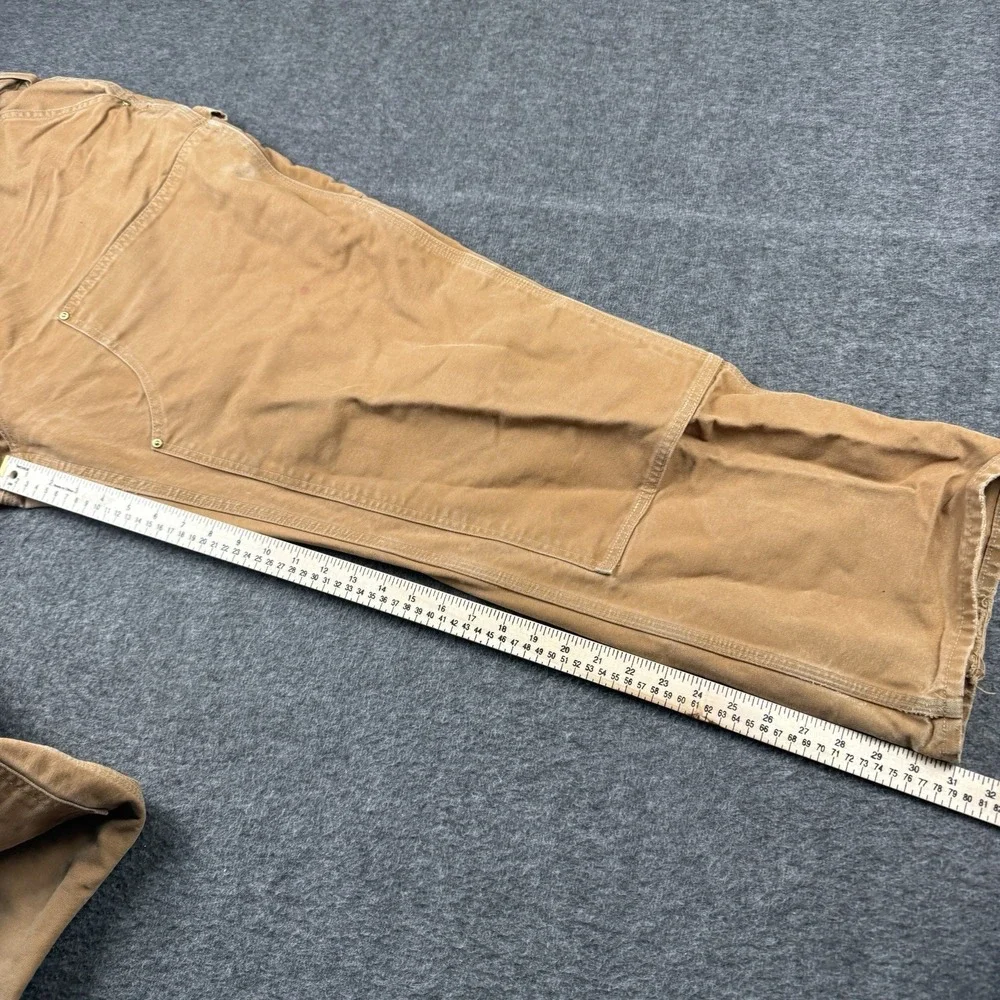 Carhartt Double Knee Pants Mens 46x32 Brown Work Canvas Carpenter B01 Made USA